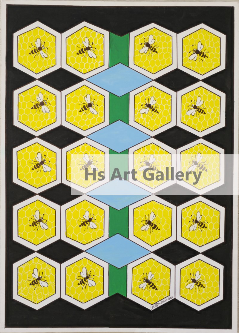 Geometric Artwork with Bees