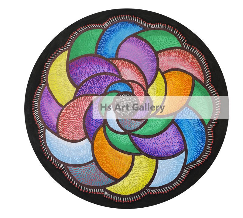 Geometric Artwork on on Circle Canvas 3