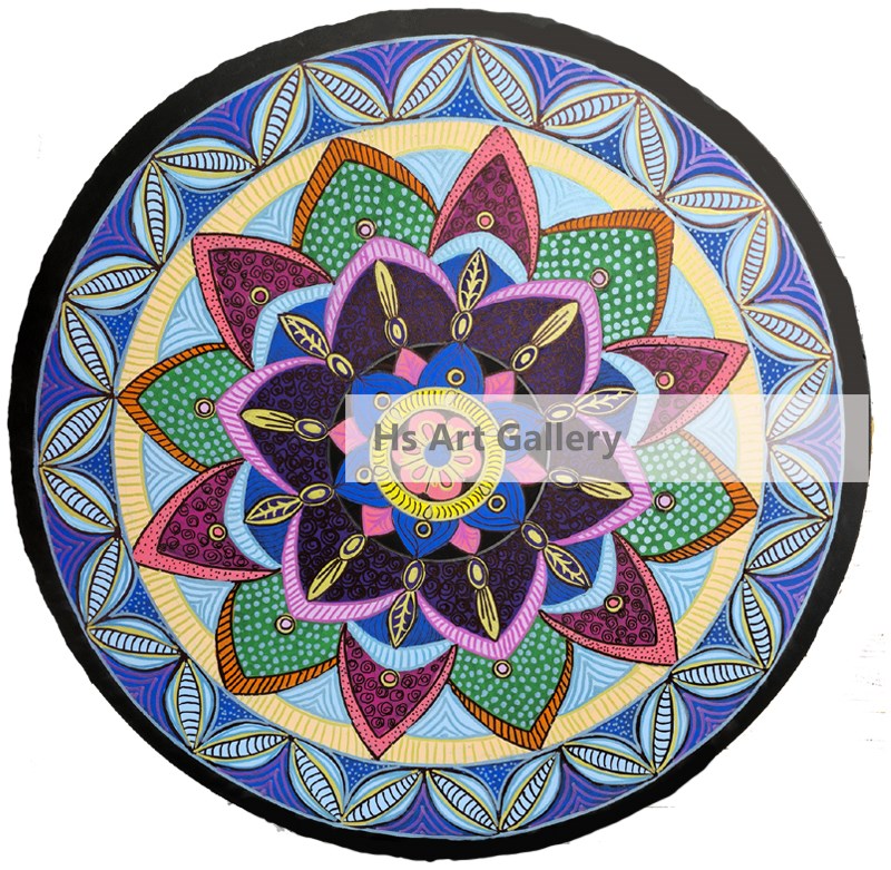 Mandala Art on Circle Canvas 